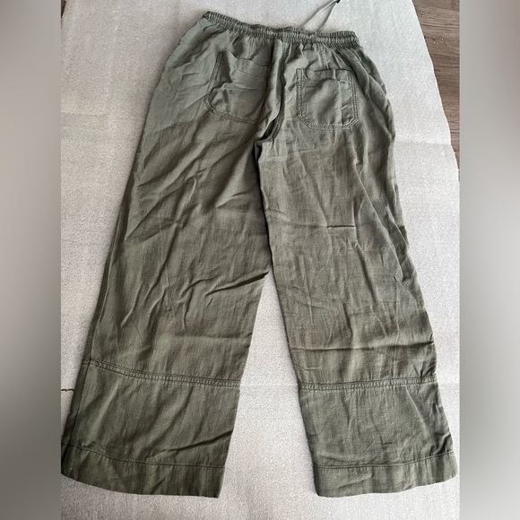 [S]Ricki’s Olive Green Women Linen Blend Ankle Pants Lagenlook Drawstring - Picture 7 of 9